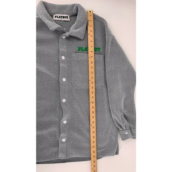Playboy x PacSun Shirt Jacket Shacket Gray Fleece Fuzzy Button Up S - Picture 9 of 10